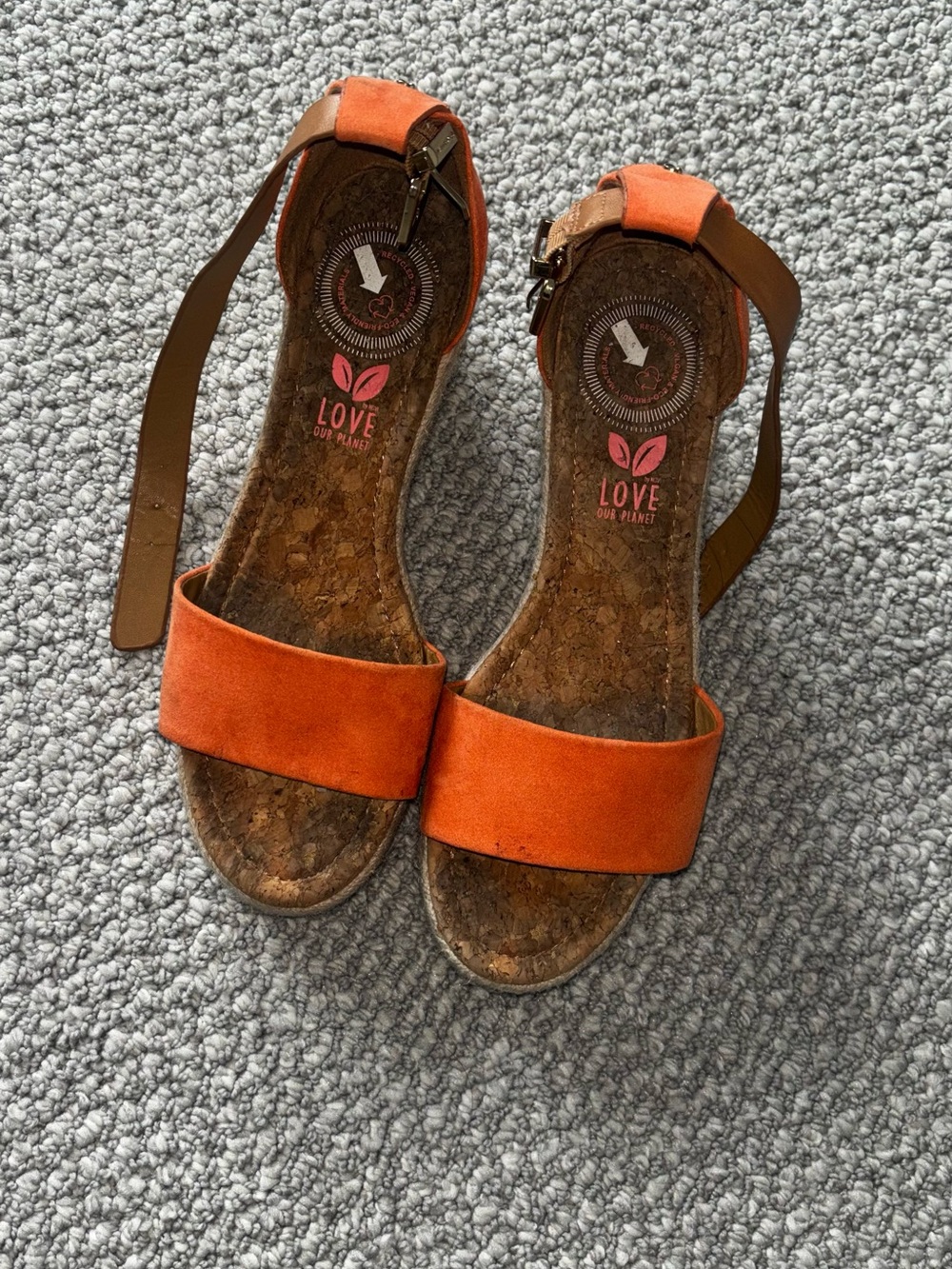 Orange Suede Cork Sandals